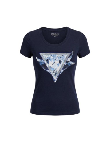 T-shirt femme bleu imprimé Guess