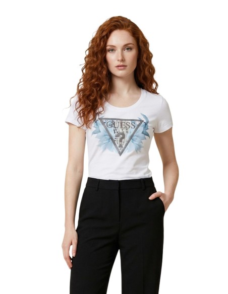 T-shirt femme blanc imprimé Guess