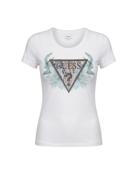 T-shirt femme blanc imprimé Guess