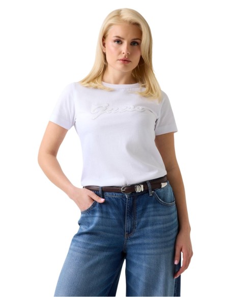 Guess – T‑shirt Femme Blanc Imprimé