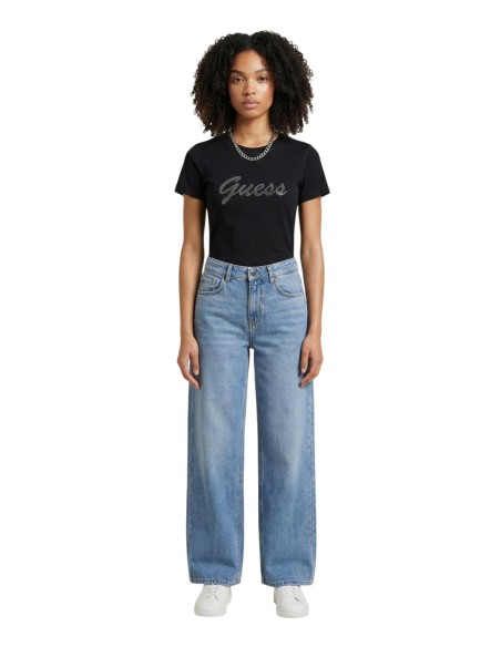 Guess – T‑shirt Femme Noir Coton