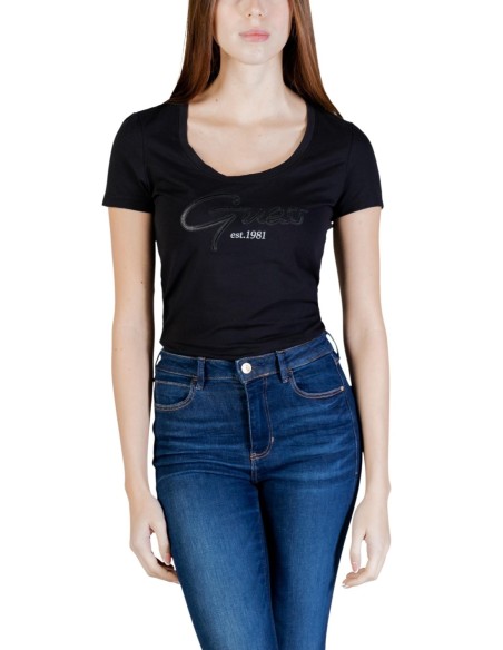 T-shirt femme noir imprimé Guess