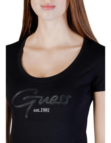 T-shirt femme noir imprimé Guess