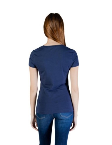 T-shirt femme bleu coton Guess