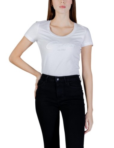 T-shirt femme blanc coton Guess