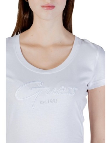 T-shirt femme blanc coton Guess