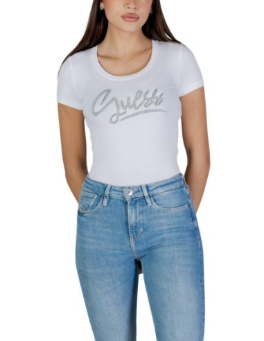 Guess – T‑shirt Femme Blanc Imprimé