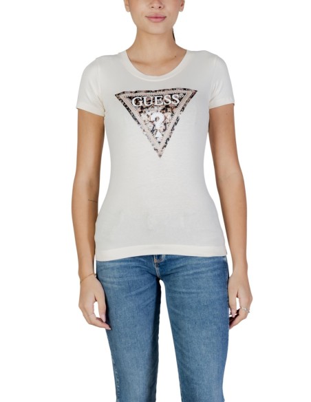 Guess – T‑shirt Femme Blanc Imprimé