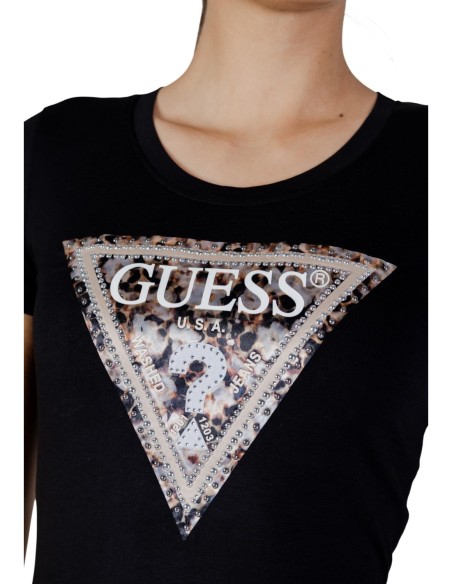 T-shirt femme noir imprimé Guess
