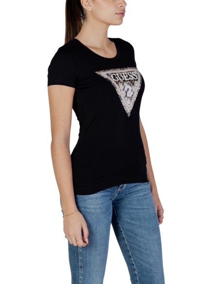 T-shirt femme noir imprimé Guess