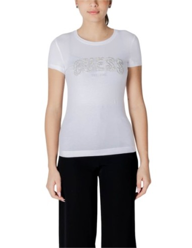 T-shirt femme blanc strass Guess