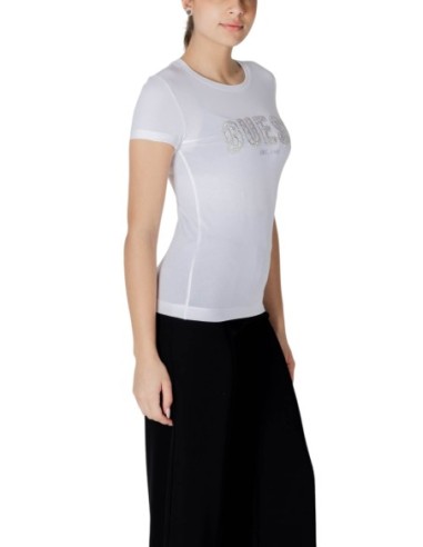 T-shirt femme blanc strass Guess