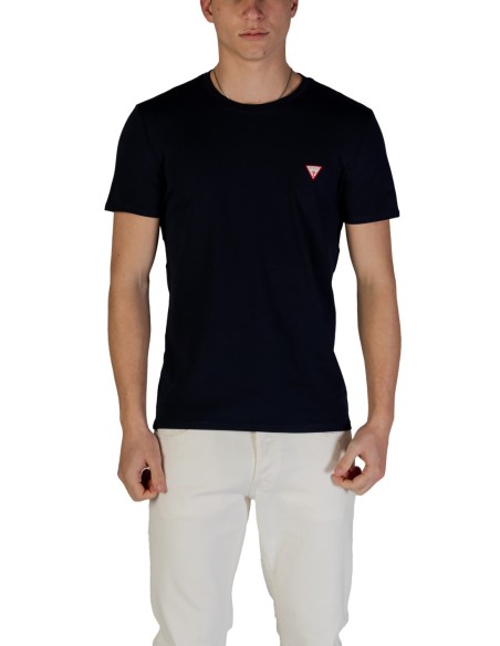 Guess – T‑shirt Homme Bleu Coton & Élasthanne