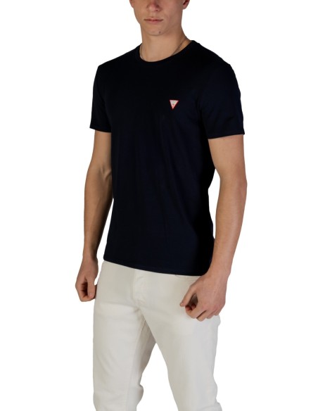 T-shirt homme bleu coton Guess