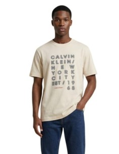 T-shirt homme beige imprimé Calvin Klein Jeans