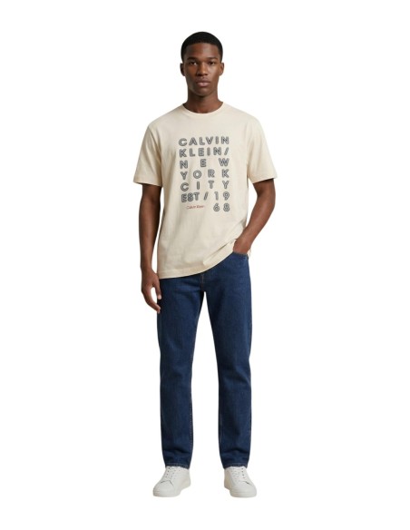 T-shirt homme beige imprimé Calvin Klein Jeans