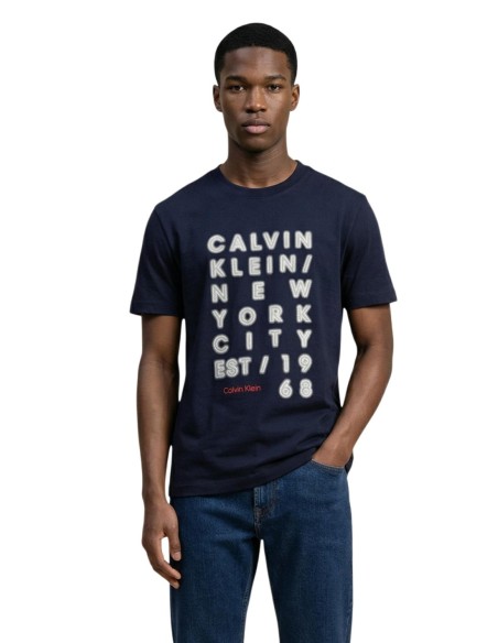 T-shirt homme bleu imprimé Calvin Klein Jeans