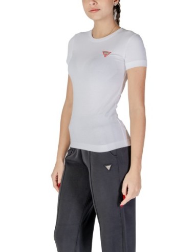 T-shirt femme blanc coton Guess
