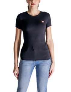T-shirt femme noir coton Guess