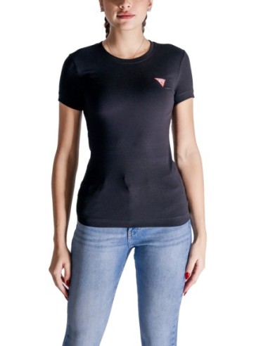 T-shirt femme noir coton Guess