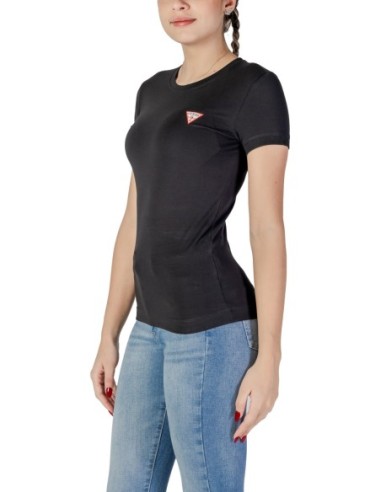 T-shirt femme noir coton Guess