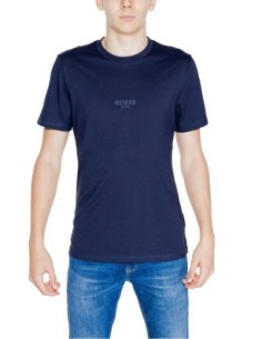 T-shirt homme bleu coton Guess