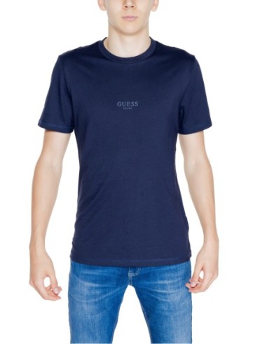 T-shirt homme bleu coton Guess