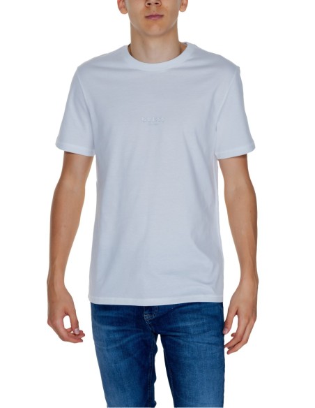T-shirt homme blanc coton Guess