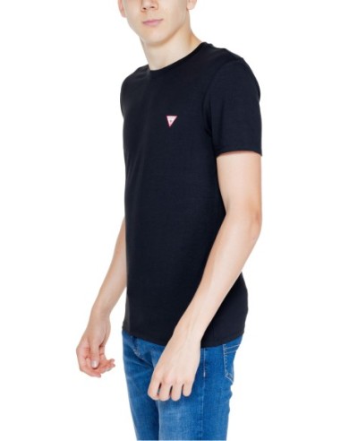 T-shirt homme noir coton Guess