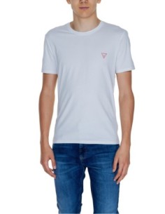 T-shirt homme blanc coton Guess