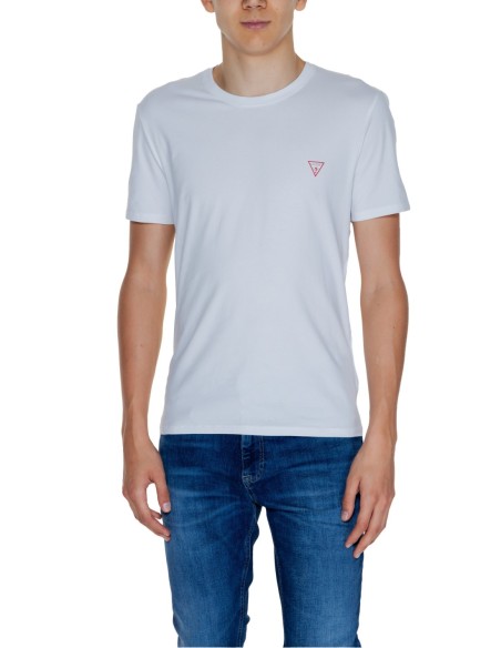 Guess – T‑shirt Homme Blanc Coton & Élasthanne