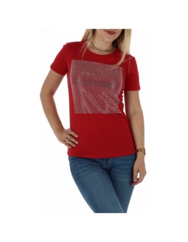 T-shirt femme rouge coton Guess