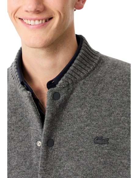 Lacoste Cardigan Homme – Gris, maille premium et style raffiné