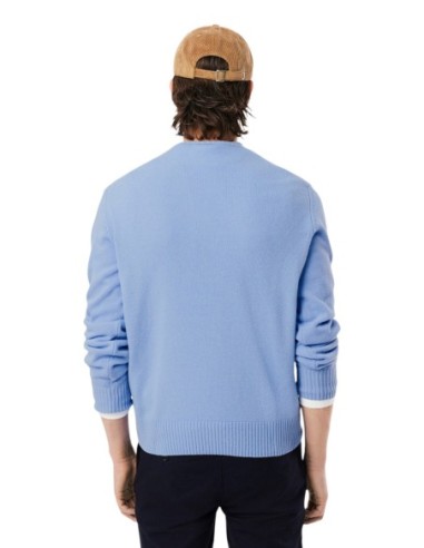 Lacoste Pull Homme – Bleu azur, laine premium et élégance moderne