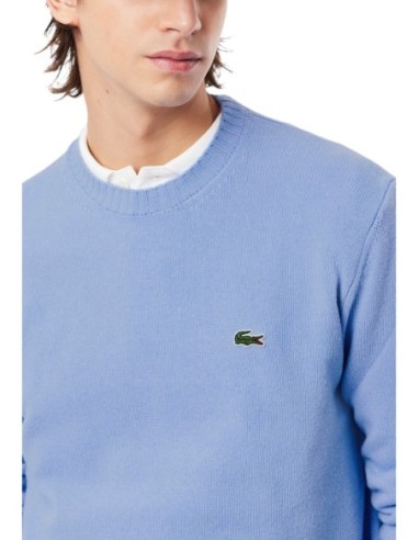 Lacoste Pull Homme – Bleu azur, laine premium et élégance moderne