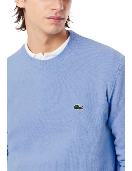 Lacoste Pull Homme – Bleu azur, laine premium et élégance moderne