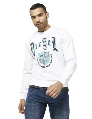 Diesel Sweatshirt Homme – Blanc, imprimé moderne et confort doux