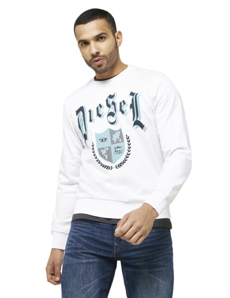 Diesel Sweatshirt Homme – Blanc, imprimé moderne et confort doux