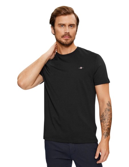 Gant T-Shirt Homme – Noir, style moderne et confort coton