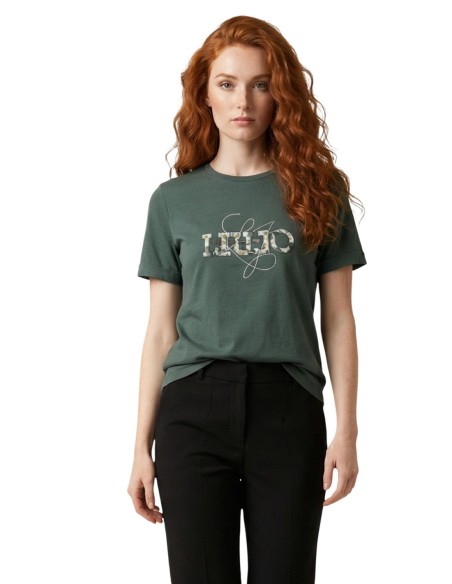 Liu Jo T-Shirt Femme – Vert, imprimé moderne et coupe féminine