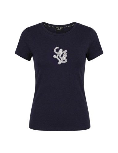 Liu Jo T-Shirt Femme – Bleu, strass et style moderne