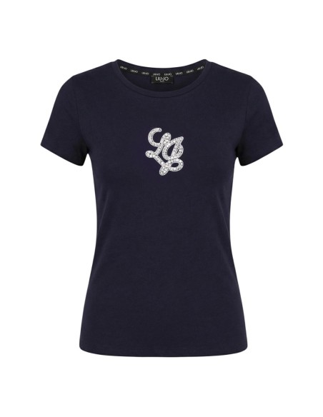 Liu Jo T-Shirt Femme – Bleu, strass et style moderne