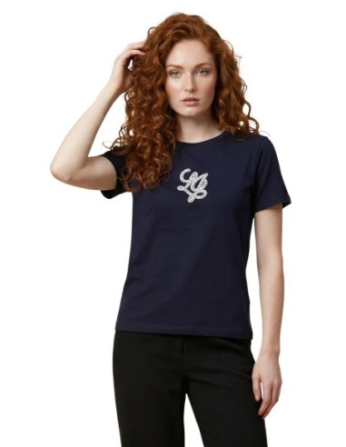 Liu Jo T-Shirt Femme – Bleu, strass et style moderne