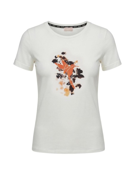 Liu Jo T-Shirt Femme – Beige, imprimé moderne et confort stretch