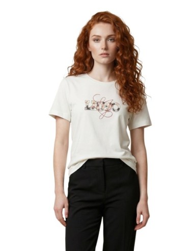 Liu Jo T-Shirt Femme – Beige, imprimé moderne et coupe féminine