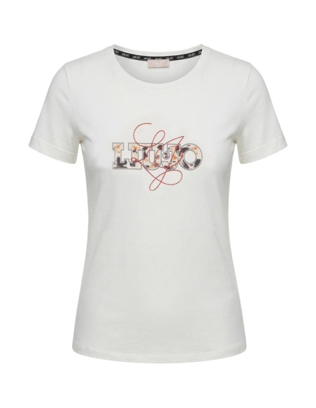Liu Jo T-Shirt Femme – Beige, imprimé moderne et coupe féminine