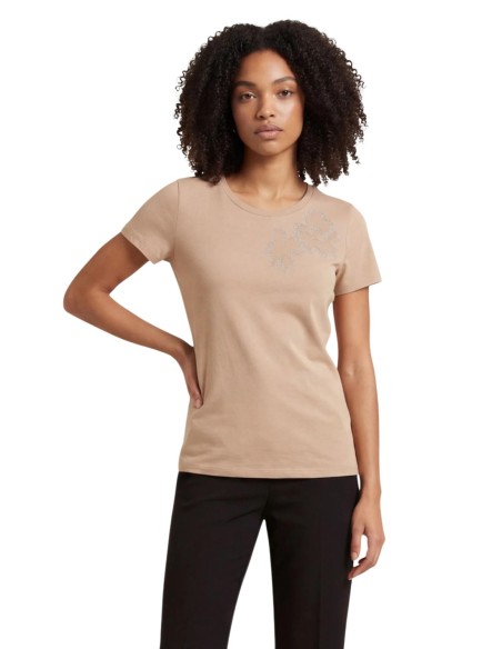 Liu Jo T-Shirt Femme – Beige, coupe moderne et confort coton