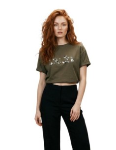 Liu Jo T-Shirt Femme – Vert, strass et style moderne