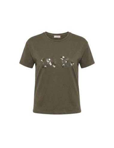 Liu Jo T-Shirt Femme – Vert, strass et style moderne