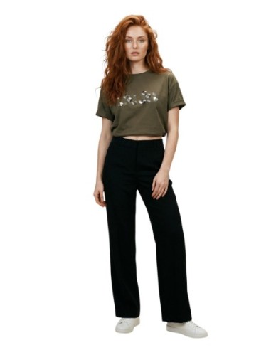 Liu Jo T-Shirt Femme – Vert, strass et style moderne